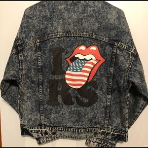 Women’s acid washed Rolling Stones jean jacket